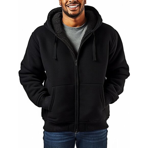 Other - Lined Hoodies for Men Heavyweight Full Zip Up Sweatshirt Thick Fleece Jackets